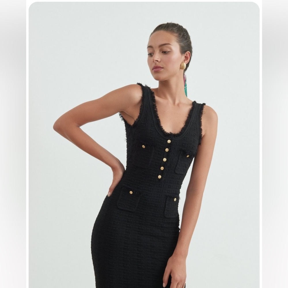 NWT RONNY KOBO Nina Knit Bodycon Dress In Black XL